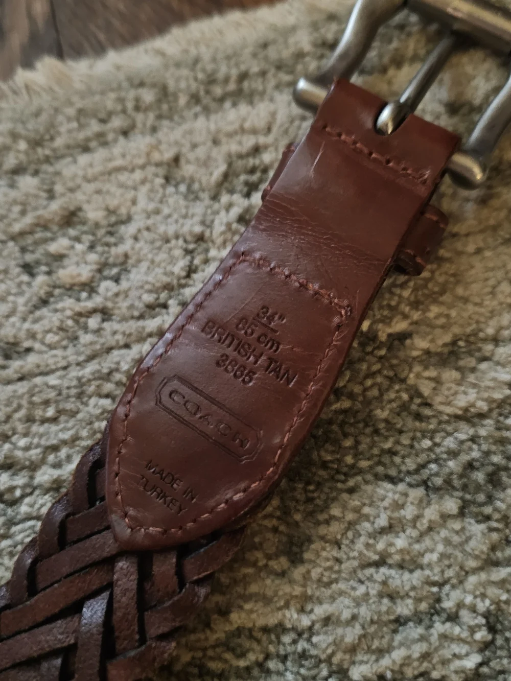 Coach Brown Woven Leather Belt | Made in Turkey | Size 34 | Boho Vintage